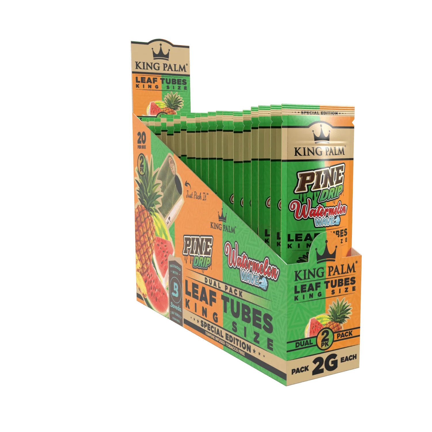 2 King Rolls - Dual Pack - Pineapple & Watermelon - 20 Units Per Display