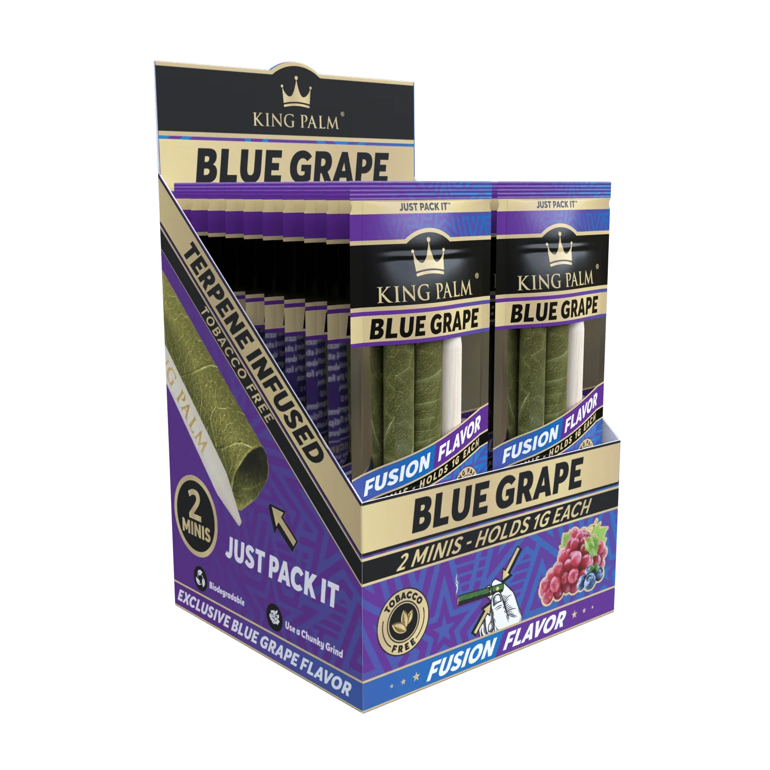 2 Mini Rolls - Blue Grape - Display Box - 20 Units Per Display - Image 2