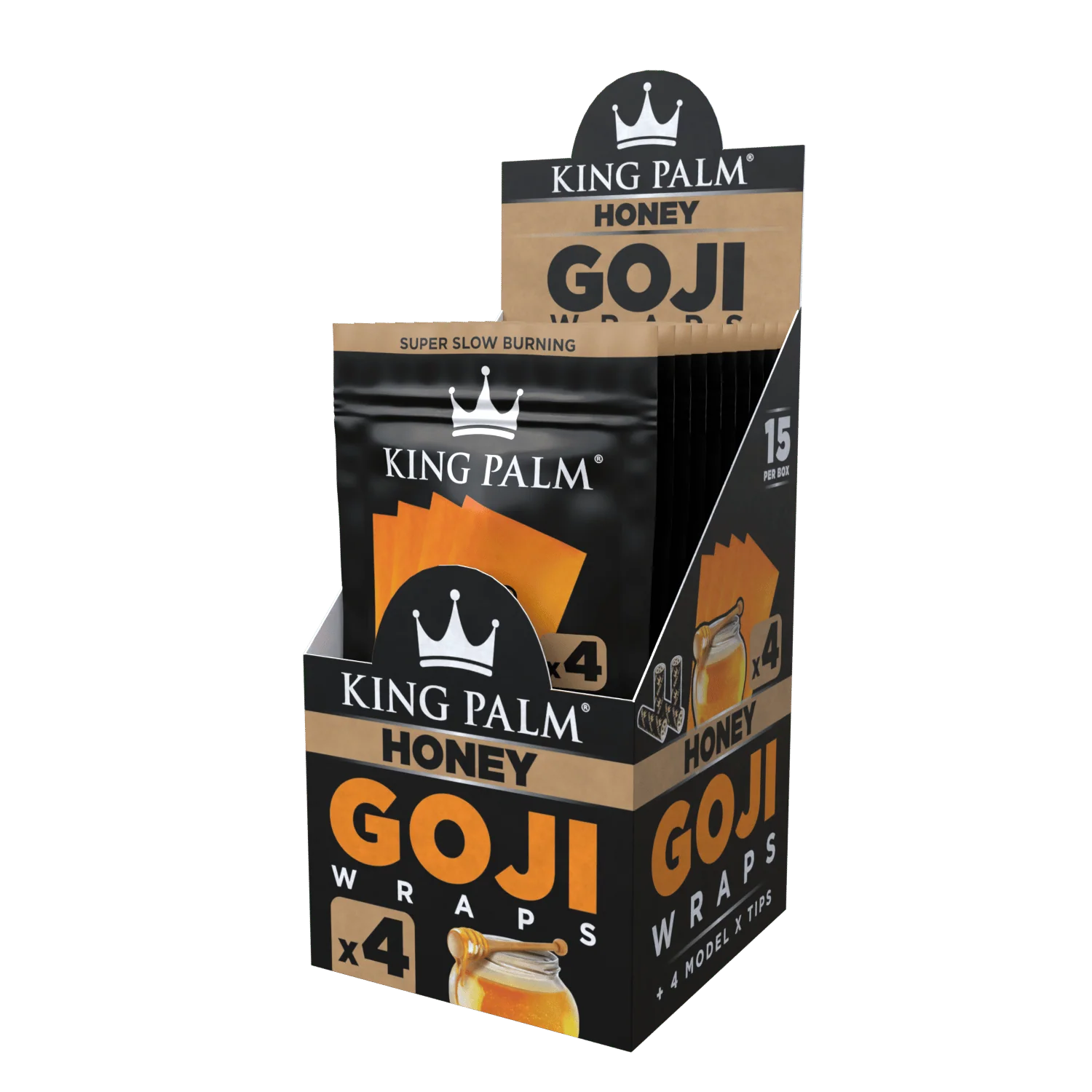 4 Goji Wraps w/ Model X Tips - Honey - Display Box - 15 Units Per Display - Image 2