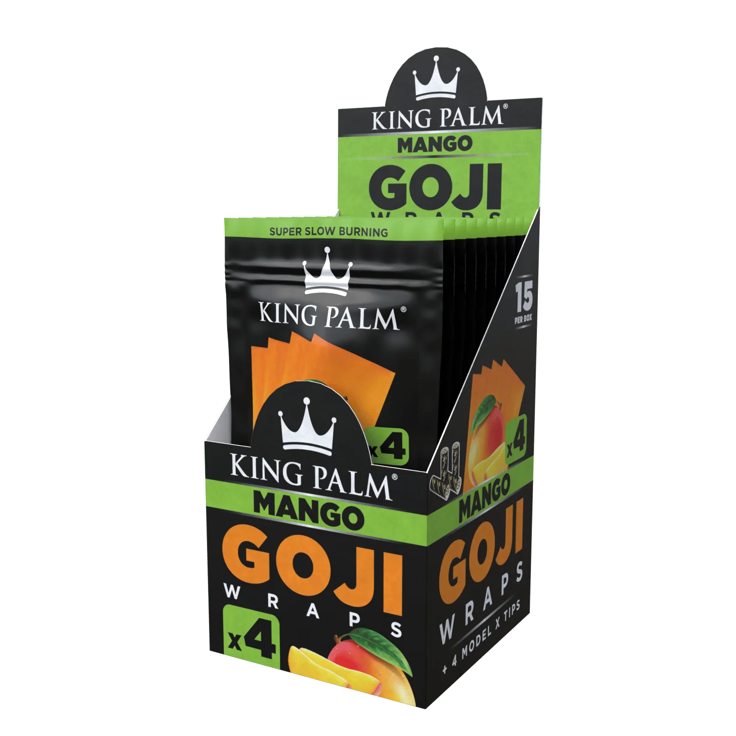 4 Goji Wraps w/ Model X Tips - Mango - Display Box - 15 Units Per Display - Image 2