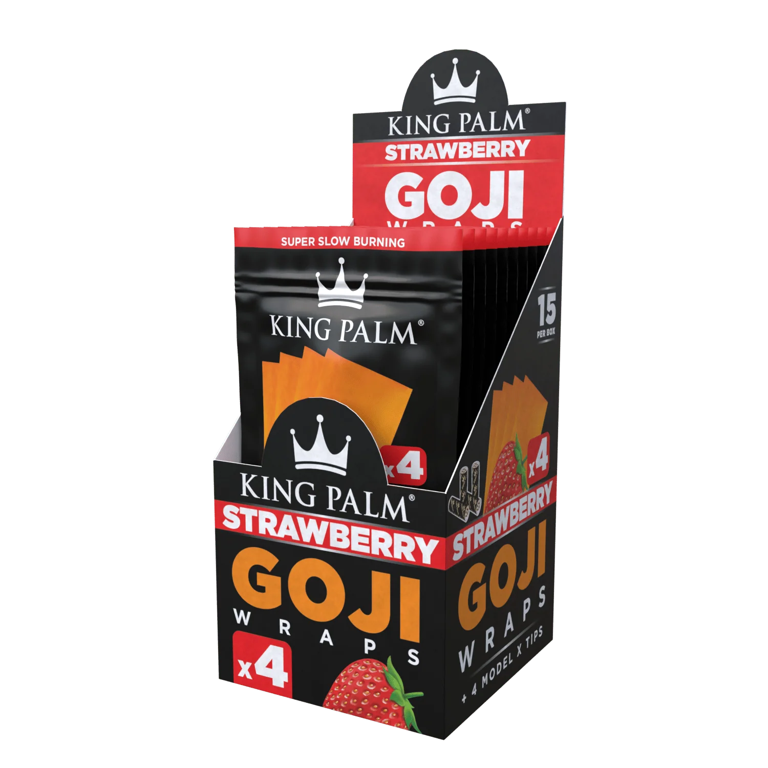 4 Goji Wraps w/ Model X Tips - Strawberry - Display Box - 15 Units Per Display - Image 2