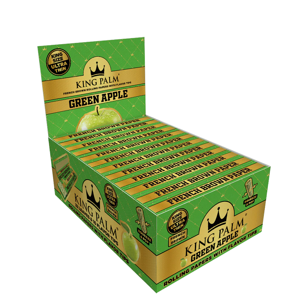 Flavor Booklets w/ Flavor Tips - King Size - Green Apple - Display Box - 24 Units Per Display