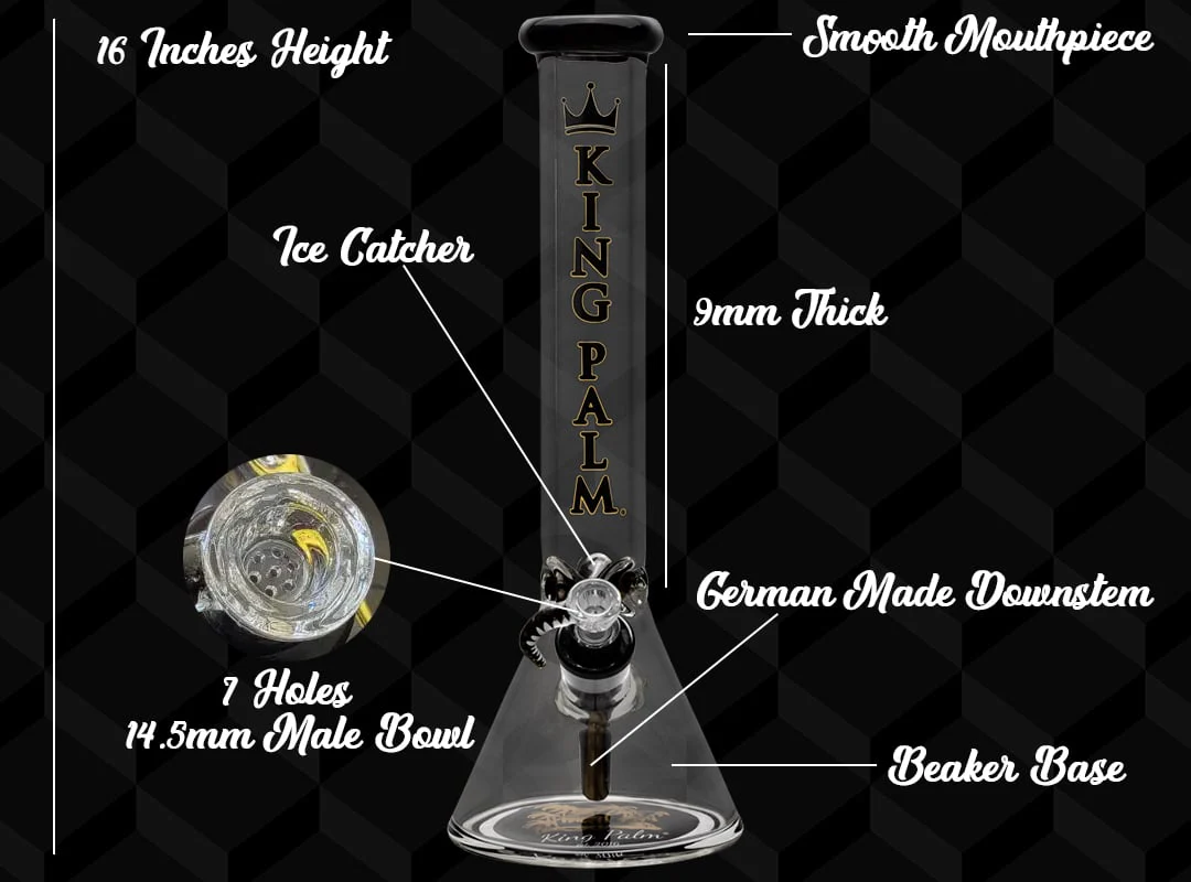 King Palm Limited Edition 16” Glass Beaker Bong with Ice Catcher - Image 3